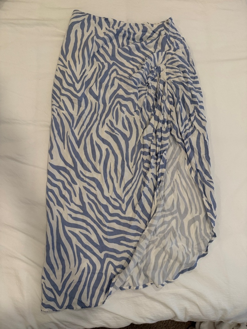 Lulu's White Mini Skirt with Blue Zebra Stripes
